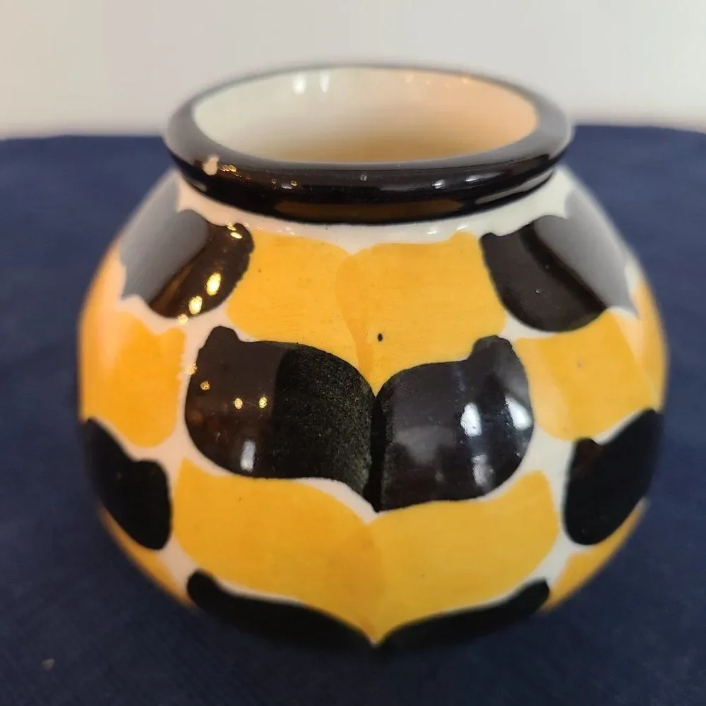 Bavarian Pottery Ceramic Pot Hand Painted Underglazed Signed 134/150 Chevron